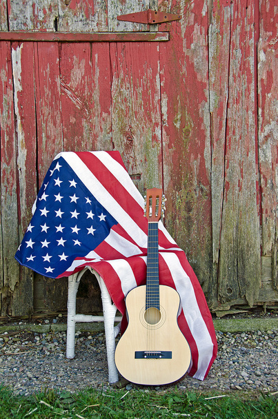 American flag and guitar - Foto, afbeelding