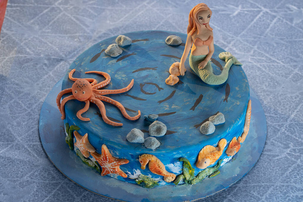 figurína příběh na základě dort mockup mořská panna dort  - Fotografie, Obrázek