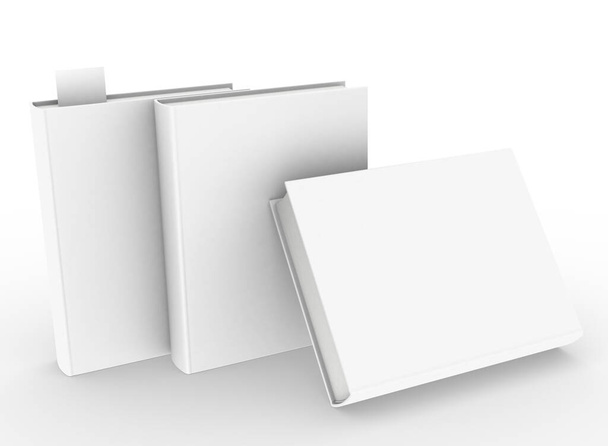szablon pusty książka makieta zestaw biały tło, renderowanie 3d - Zdjęcie, obraz