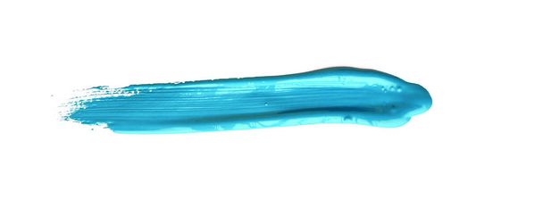 Turquesa azul cepillo carrera paiting sobre fondo aislado, lienzo acuarela textura - Foto, imagen