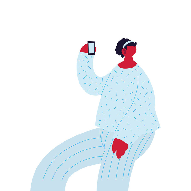 mujer de dibujos animados con diseño de vectores de teléfonos inteligentes - Vector, imagen