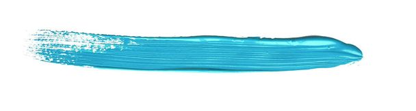 Бірюзовий синій пензлик, що зупиняється на ізольованому фоні, акварельна текстура полотна
 - Фото, зображення