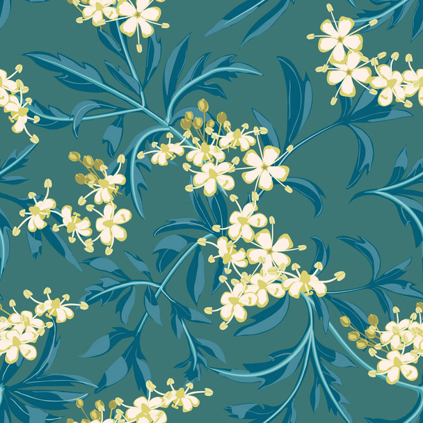 Floral background with small flowers and leaves in pastel colors. - ベクター画像