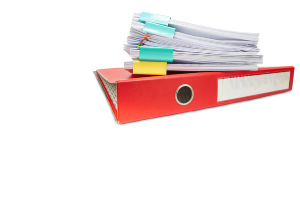 close up folder document and Stack of papers isolated on white background copy space  - Photo, Image