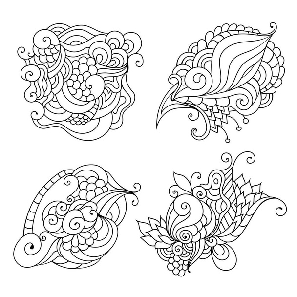 Desenho de rabiscos zentangle livro para colorir. Desenho de tatuagem. Ilustração étnica do vetor ondulado tribal sobre fundo branco
. - Vetor, Imagem