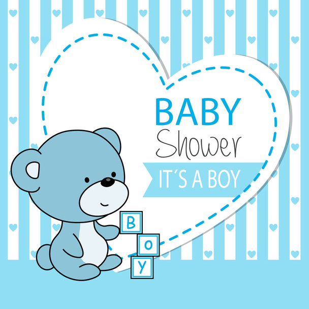 Baby boy shower card. Cute bear - Vektori, kuva