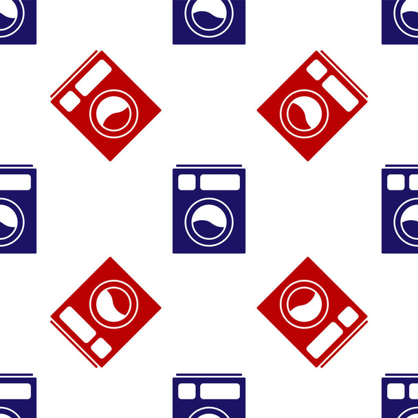 Μπλε και κόκκινο Washer εικόνα απομονώνονται αδιάλειπτη μοτίβο σε λευκό φόντο. Εικονίδιο πλυντηρίου. Πλυντήριο ρούχων - πλυντήριο ρούχων. Σύμβολο οικιακής συσκευής. Εικονογράφηση διανύσματος - Διάνυσμα, εικόνα