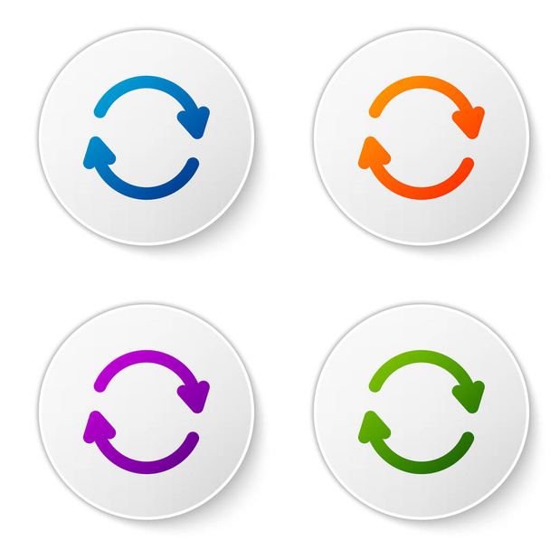 Farbrefresh-Symbol isoliert auf weißem Hintergrund. Symbol neu laden. Rotationspfeile in einem Kreiszeichen. setzen Sie Symbole in Kreis-Buttons. Vektorillustration - Vektor, Bild