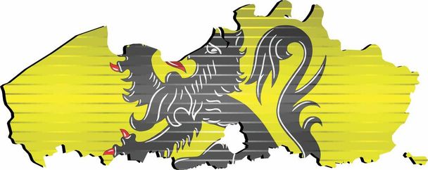 Glanzende kaart van Vlaanderen - Illustratie, Drie Dimensionale Kaart van Vlaanderen - Vector, afbeelding