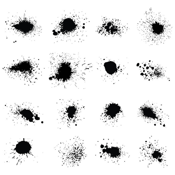 Set of black blots and ink splashes isolated on white. Abstract fluid elements for grunge design style. Jpeg Symbol illustration - Photo, Image