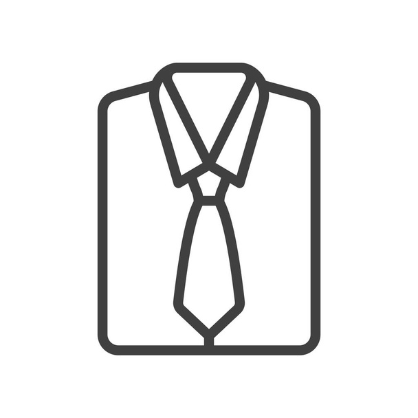 Icon of a folded mens shirt with a tie. Simple linear image. Isolated vector on a white background. - Vector, imagen