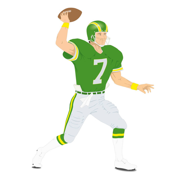 American football player on a white background - Vector illustration - Vector, Image