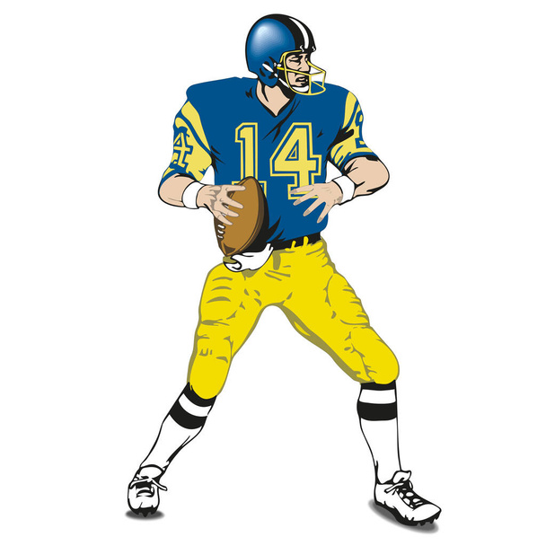 American Football-Spieler auf weißem Hintergrund - Vektorillustration - Vektor, Bild