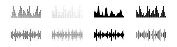 Hanghullámok elvont elem készlet elszigetelt fekete ikon, vektor illusztráció  - Vektor, kép