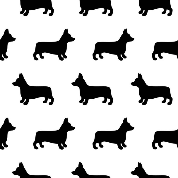 Cartoon corgi dog seamless pattern on white background. Abstract corgi dog pattern for card, wallpaper, album, scrapbook, holiday wrapping paper, textile fabric, garment, t-shirt design etc. vector illustration - Vector, afbeelding