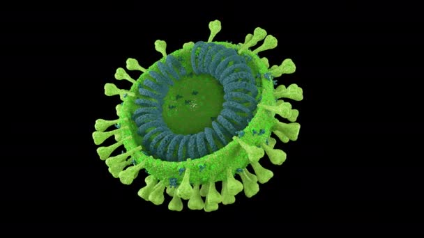 Spinning green coronavirus with alpha channel - Footage, Video