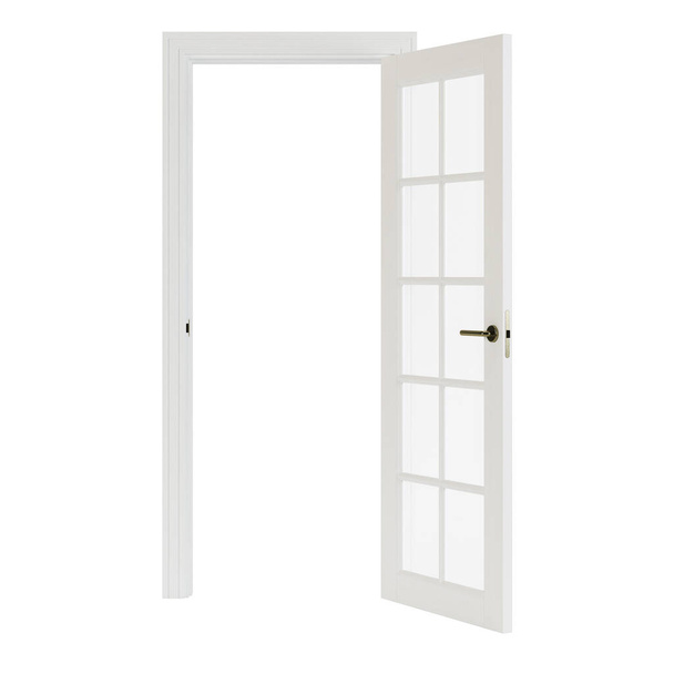 Dřevěné dveře izolované na bílém pozadí. 3D vykreslování. - Fotografie, Obrázek