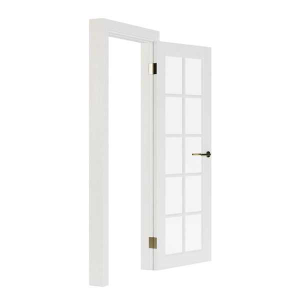 Ξύλινη πόρτα απομονωμένη σε λευκό φόντο. 3D απόδοση. - Φωτογραφία, εικόνα