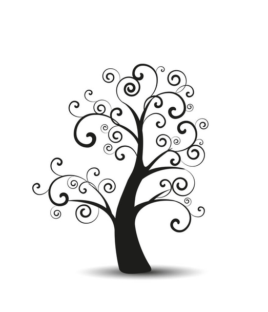 Векторна ілюстрація декоративного дерева, натуральний силует на білому тлі
 - Вектор, зображення