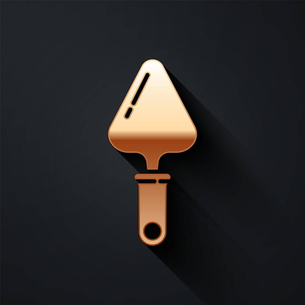 Gold Trowel icon isolated on black background. Long shadow style. Vector Illustration - Vector, Image