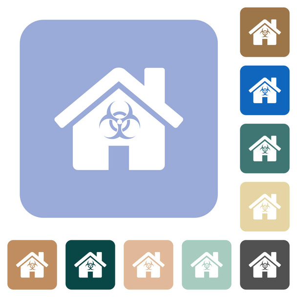 ホーム検疫白いフラットアイコン上の色丸みを帯びた正方形の背景 - ベクター画像