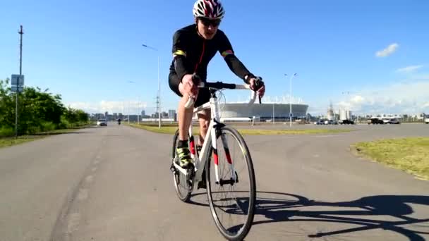 Man on bike cycling road bike, Pedaling Road Bicycle, sport concept - Footage, Video