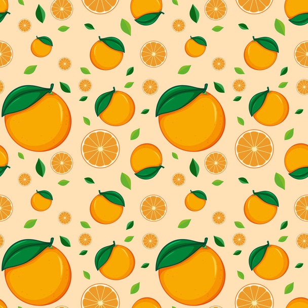 Seamless background design with oranges illustration - Wektor, obraz