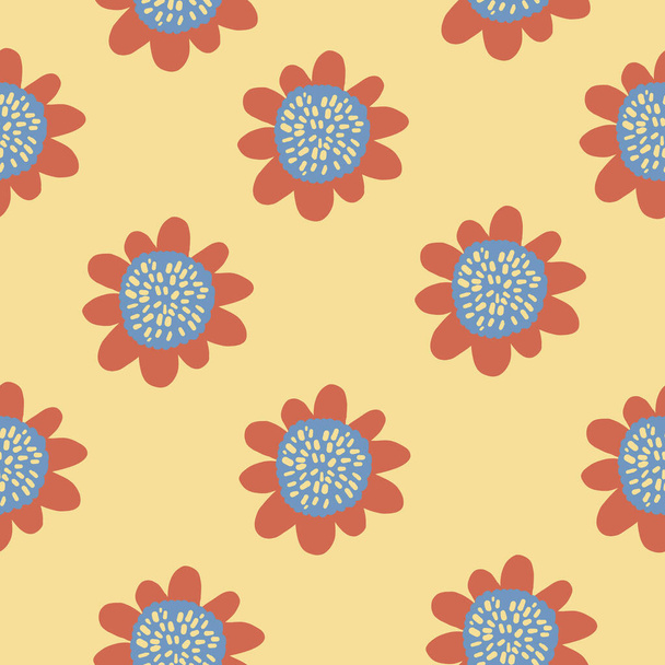 groovy flower pattern. seamless bold retro vector floral pattern. - Vektor, kép