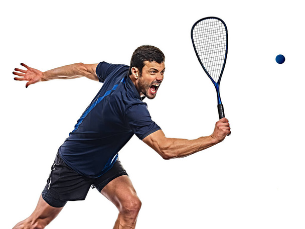 squash player man isolated white background - Foto, imagen