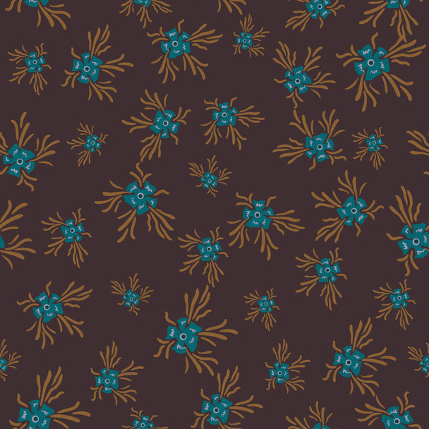 virágok sötét barna varrat nélküli vektor minta - Vektor, kép