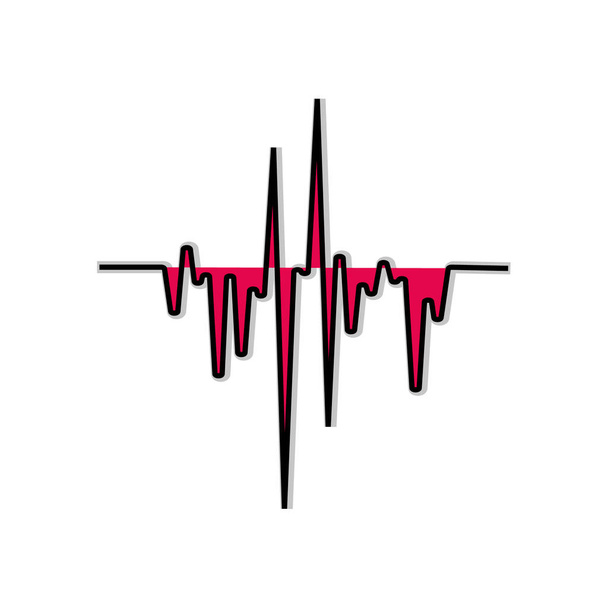 Audio Wave Logo. Musik-Equalizer schwarz-rotes Element auf weißem Hintergrund. JPEG - Foto, Bild