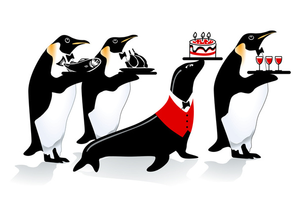 Cumpleaños de pingüino
 - Vector, imagen