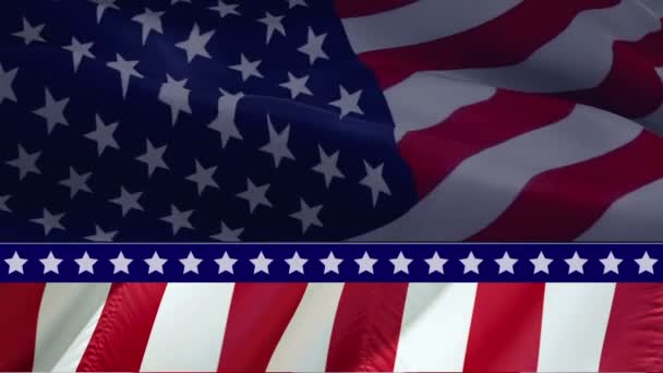 Video s vlajkou Spojených států, vlnící se ve větru. Americká vlajková unie pro Den nezávislosti, 4. červenec Americké vlajky mávající 1080p Full HD záběry. United flag USA - Záběry, video