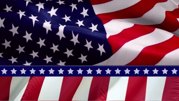 Fahnenvideo der Vereinigten Staaten. 3d Video der amerikanischen Flagge in Zeitlupe. US-amerikanische Flagge weht aus nächster Nähe. US US Flag Motion Loop HD Auflösung USA Hintergrund. Amerikanische Flaggen 4. Juli Hintergrund  - Filmmaterial, Video