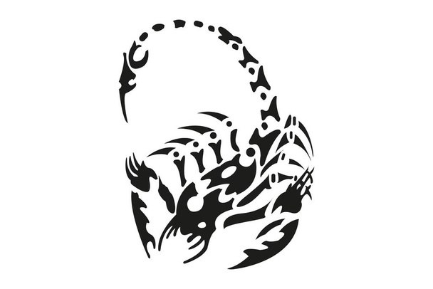 Vetor de ícone preto escorpião, tatuagem - Vetor, Imagem