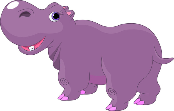 Cartoon Hippo - Vector, Imagen
