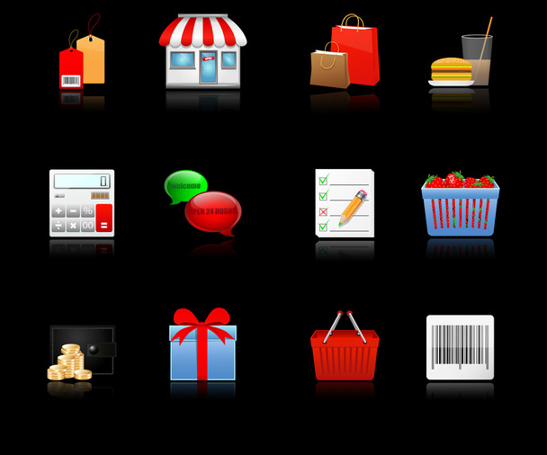 Shopping icons - Vector, imagen