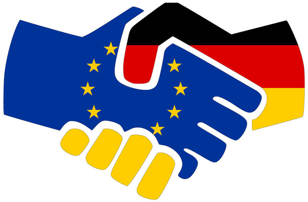 EU - Deutschland / Handschlag, Symbol der Übereinkunft oder Freundschaft - Foto, Bild