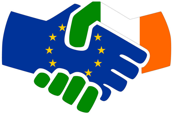 EU - Irland / Handschlag, Symbol der Übereinkunft oder Freundschaft - Foto, Bild