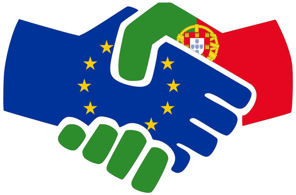EU - Portugal / Händedruck, Symbol der Übereinkunft oder Freundschaft - Foto, Bild