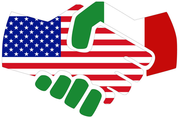 アメリカ-イタリア/握手、合意または友情の象徴 - 写真・画像
