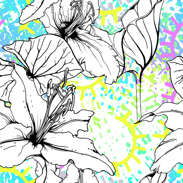 Artistic Floral Seamless Pattern. Vector print - Vektor, obrázek