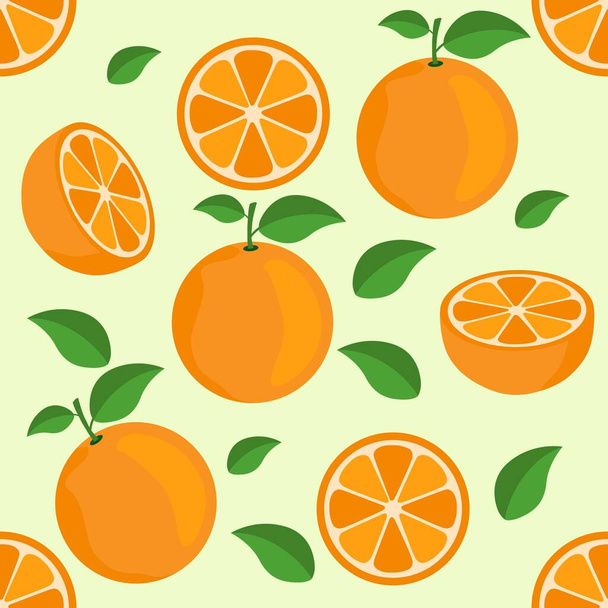 Orange citrus repeat pattern fabric gift wrap wall texture background vector - Vector, Image
