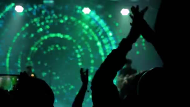 La gente silhouette festa e applausi al concerto rock
 - Filmati, video
