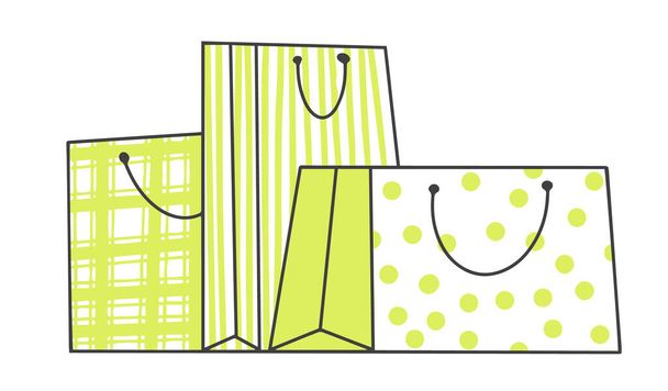 bevásárló táskák kézzel rajzolt doodle stílus - Vektor, kép