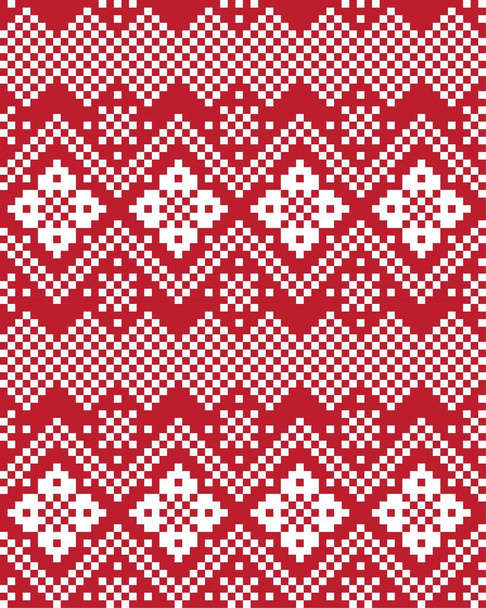 Roter Weihnachtsmarkt Inselmuster Hintergrund für Modetextilien, Strickwaren und Grafiken - Vektor, Bild