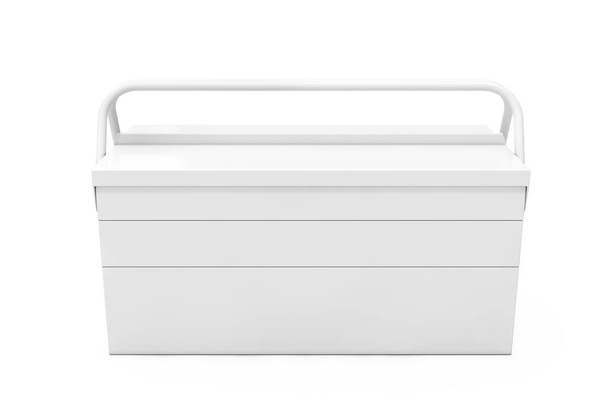 White Metal Classic Toolbox in Clay Style на білому тлі. 3d рендеринг - Фото, зображення