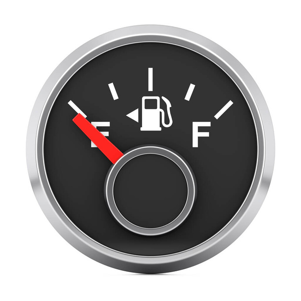 Fuel Dashboard Gauge Showing an Empty Tank on a white background. 3d Rendering  - Photo, Image