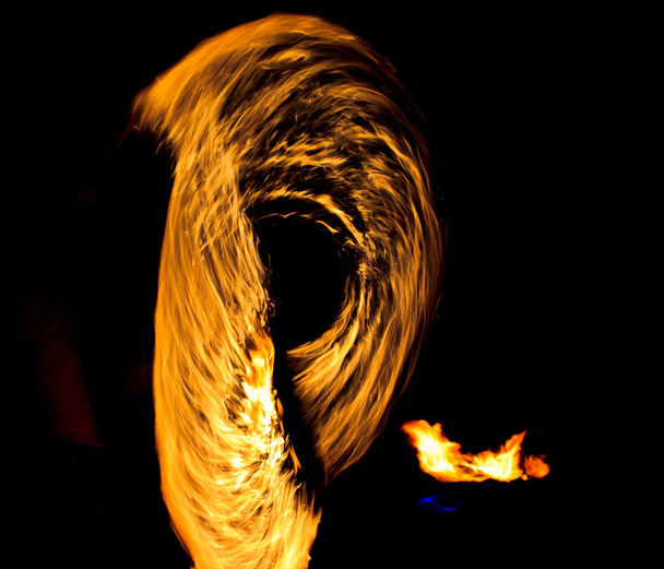 Night performance flaming trails - Photo, Image
