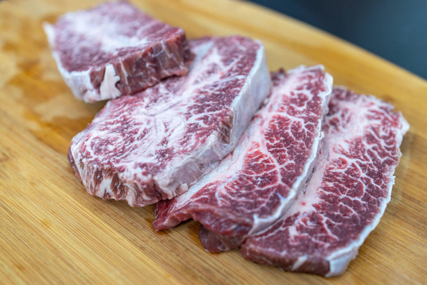 Steak beef on a cutting board, Philippines - Foto, Imagen